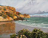 Murnanes Bay stormy sea seascape landscape beach reflections green sea cliffs coastal impressionist painting acrylic art fine art print