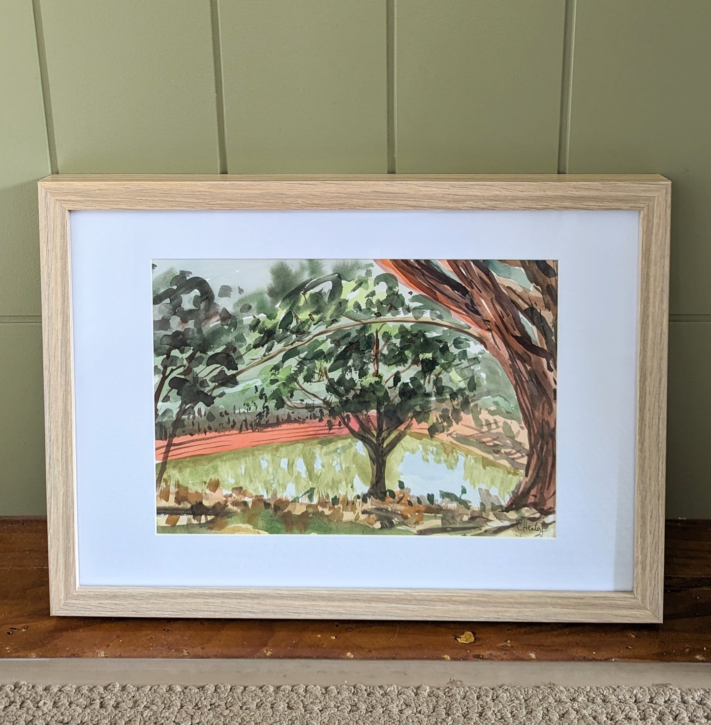 The dam at Daylesford - Original watercolour