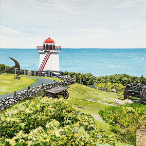 Lady Bay Lower Lighthouse, Flagstaff Hill, Warrnambool Victoria acrylic coastal painting by Caroline Healey