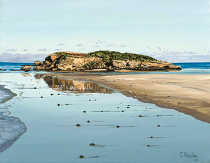 Merri Island Reflections, Stingray Bay Warrnambool, Victoria acrylic coastal painting by Caroline Healey