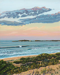 Peeling Wave Lady Bay Warrnambool sea seascape landscape sunrise sunset beach  sea coastal surf impressionist painting acrylic art fine art print